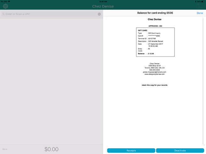 Checking The Balance Of An Activated Gift Card   Gift Balance Inq Receipt 