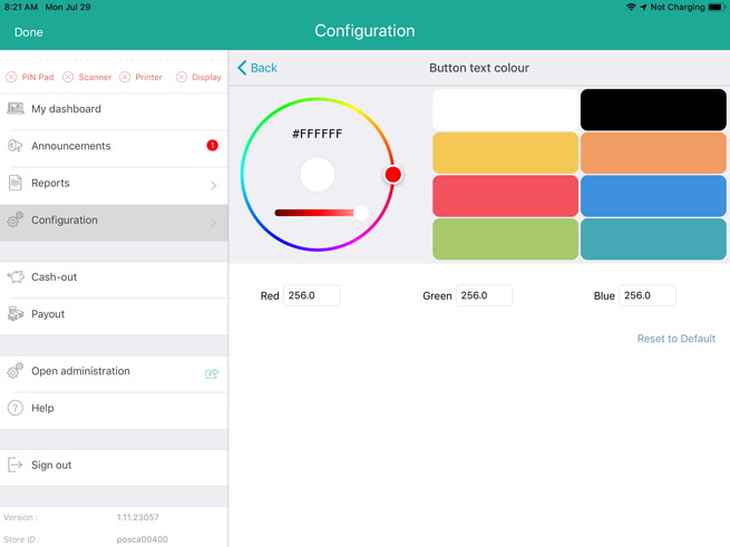 Setting your business logo and defining button colours