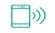 A teal smartphone icon on a white button.